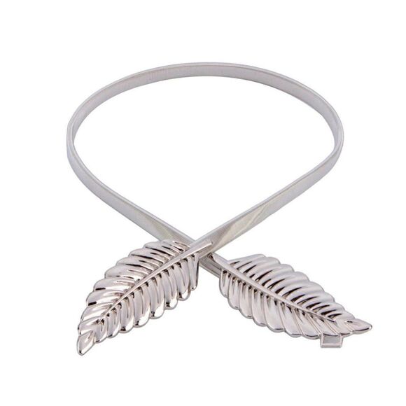 🍃 Leaf Buckle Stretchy Elastic Gold/Silver Metal Dress Belt SIZE XS – XXL NEW - Picture 13 of 16